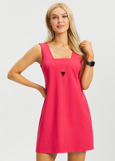 Peekaboo V-Neck Shift Dress (Virtual Pink)