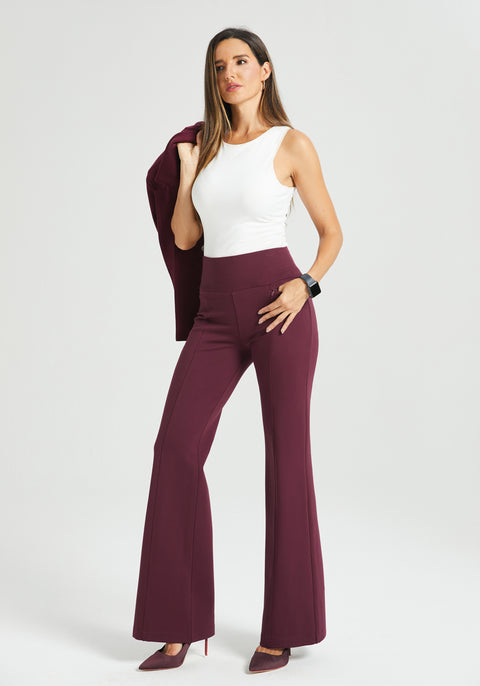 Power Down DPYP Dress Pant Yoga Pant | Flare (Burgundy) Betabrand Power Down DPYP Dress Pant Yoga Pant | Flare (Burgundy) Betabrand