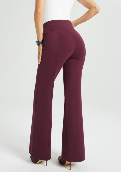 Power Down DPYP Dress Pant Yoga Pant | Flare (Burgundy) | L / Petite (30 Inches) Power Down DPYP Dress Pant Yoga Pant | Flare (Burgundy) | L / Petite (30 Inches)