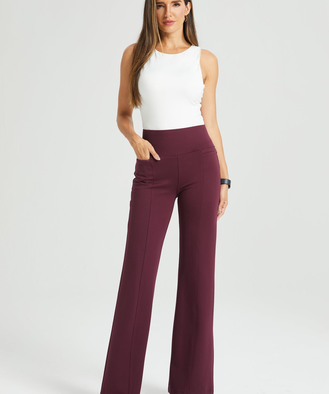 Power Down DPYP™ Dress Pant Yoga Pant | Flare (Burgundy) - Final Sale