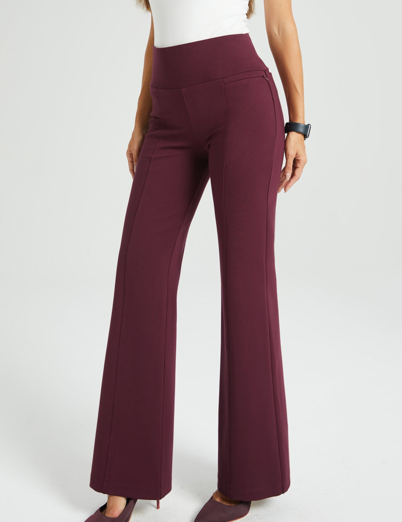 Power Down DPYP™ Dress Pant Yoga Pant | Flare (Burgundy) - Final Sale