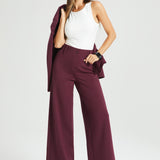 Classic High-Waist DPYP™ Dress Pant Yoga Pants | Wide (Burgundy)