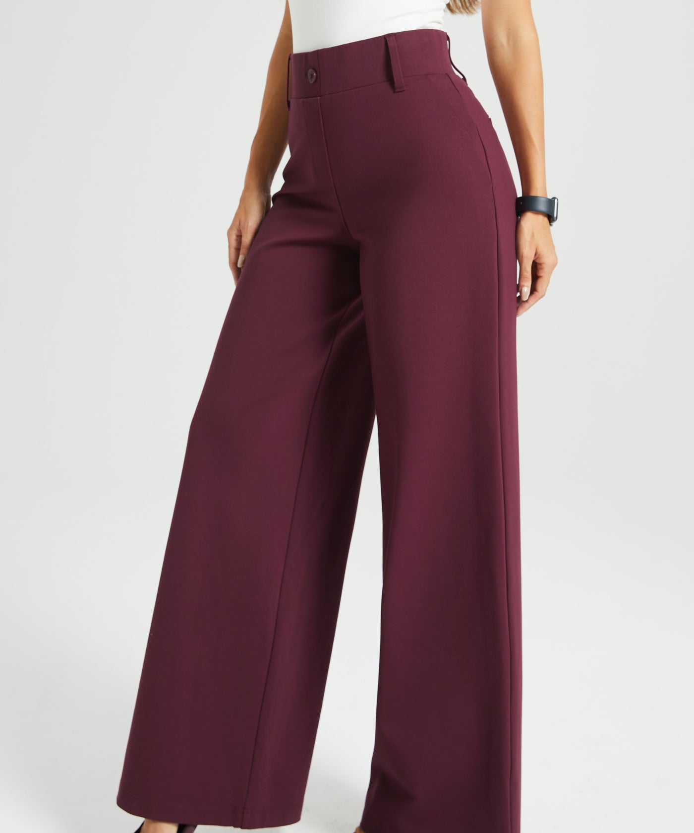 Classic High-Waist DPYP™ Dress Pant Yoga Pants | Wide (Burgundy)
