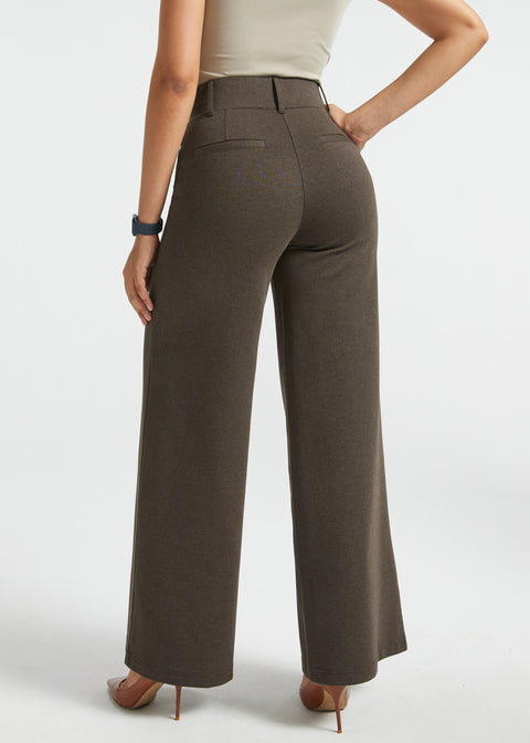 PRESALE ⏰ Classic High-Waist DPYP™ Dress Pant Yoga Pants | Wide (Heather Brown)