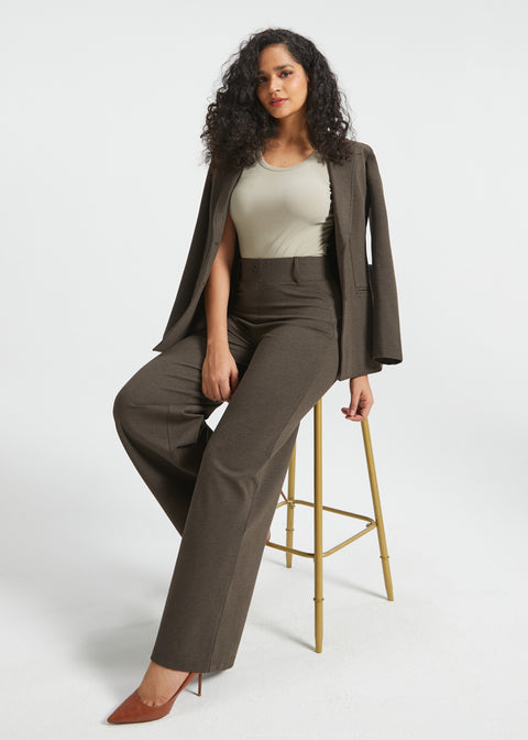 PRESALE ⏰ Classic High-Waist DPYP™ Dress Pant Yoga Pants | Wide (Heather Brown)