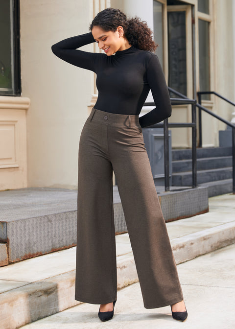 PRESALE ⏰ Classic High-Waist DPYP™ Dress Pant Yoga Pants | Wide (Heather Brown)