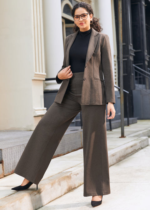 PRESALE ⏰ Classic High-Waist DPYP™ Dress Pant Yoga Pants | Wide (Heather Brown)