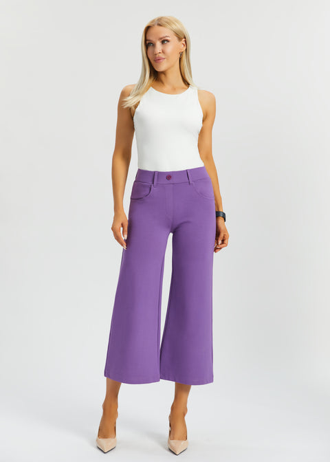 purple dress pants womens 7-Pocket DPYP Dress Pant Yoga Pant Crop | Wide (Grape) - Final Sale