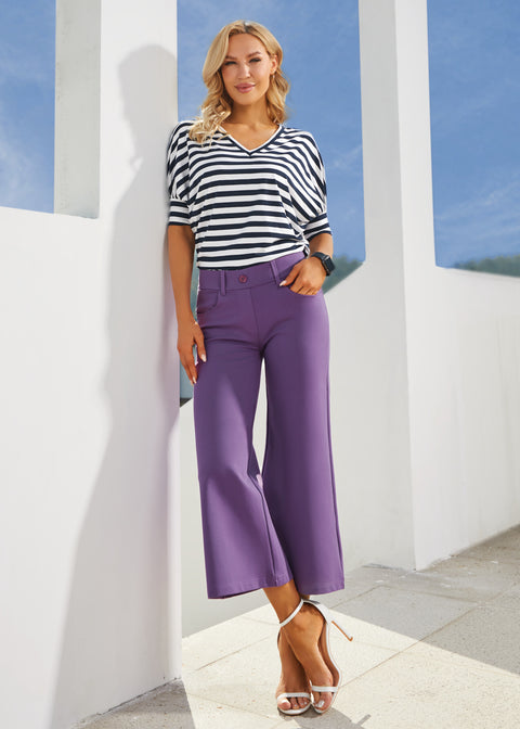 7-Pocket DPYP™ Dress Pant Yoga Pant Crop | Wide (Grape)