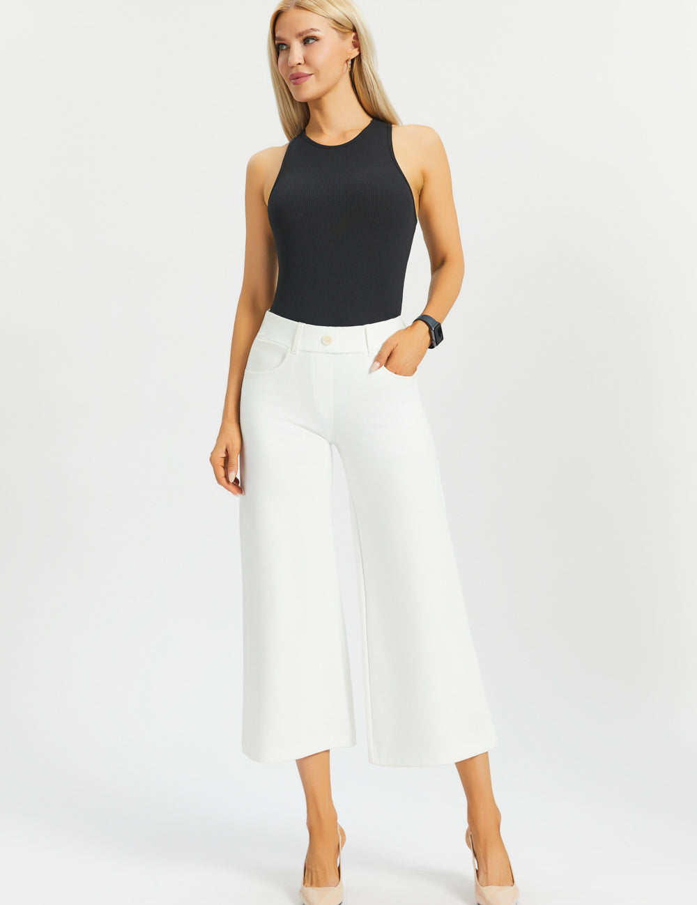 7-Pocket DPYP™ Dress Pant Yoga Pant Crop | Wide (Star White)