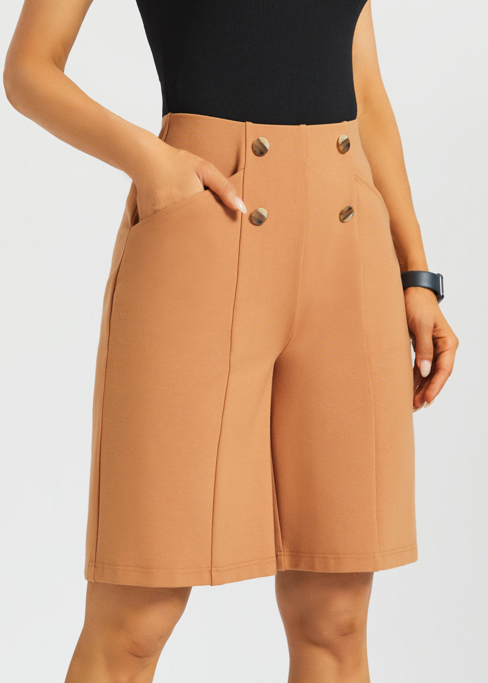 Atlantic Wide Leg Bermuda Shorts Stretch Ponte Final Sale