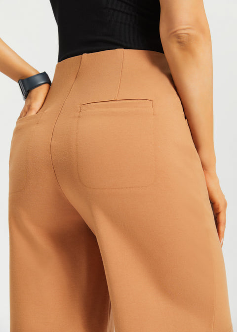 Atlantic Wide-Leg Bermuda Shorts | Stretch Ponte (Sandalwood)