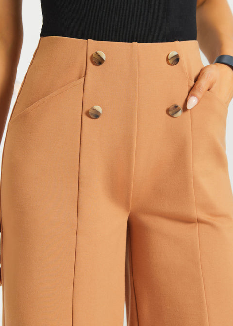 Atlantic Wide-Leg Bermuda Shorts | Stretch Ponte (Sandalwood)