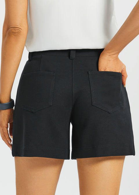 Tailored Seam Shorts | Stretch Ponte (Black)