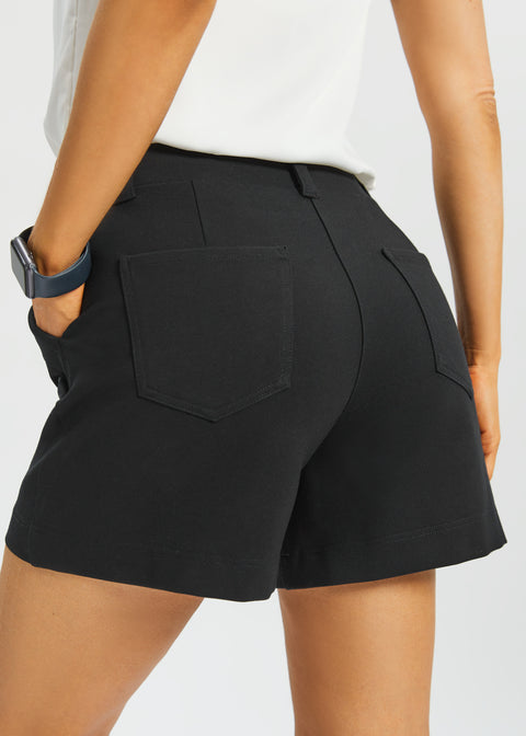 Tailored Seam Shorts | Stretch Ponte (Black)