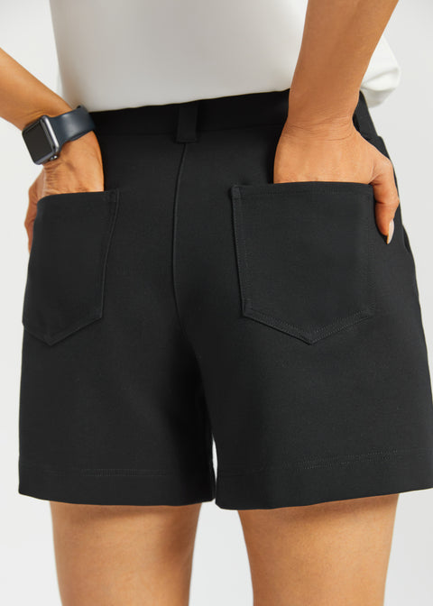Tailored Seam Shorts | Stretch Ponte (Black)