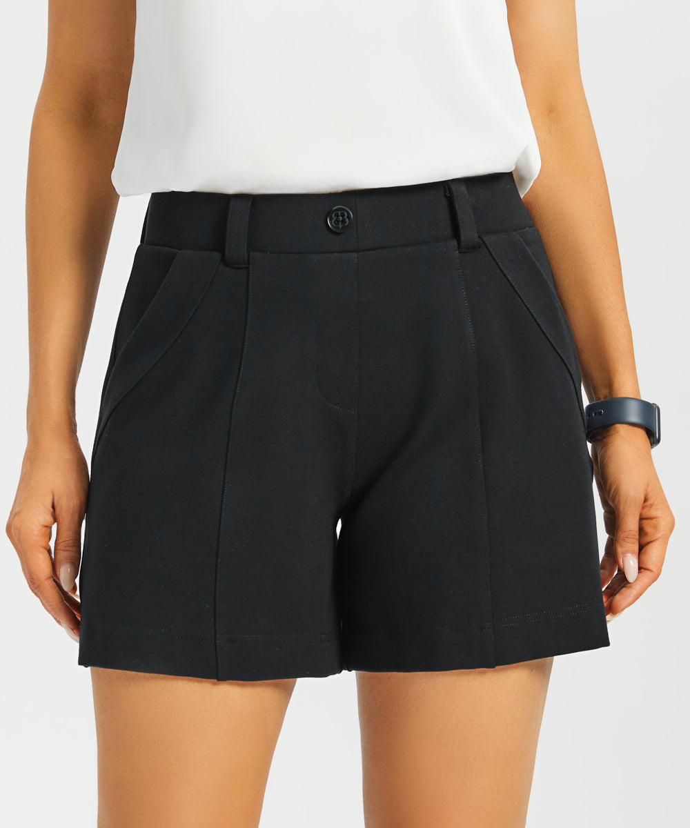 Tailored Seam Shorts | Stretch Ponte (Black) - Final Sale