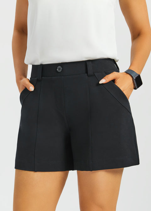 Tailored Seam Shorts | Stretch Ponte (Black)