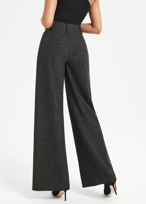 Classic High-Waist DPYP™ Dress Pant Yoga Pants | Wide (Charcoal Herringbone)