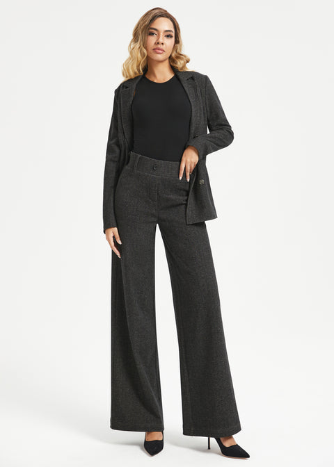 Classic High-Waist DPYP™ Dress Pant Yoga Pants | Wide (Charcoal Herringbone)