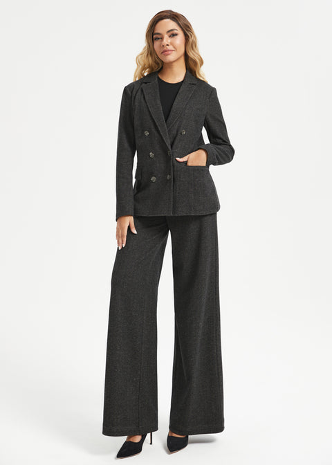 Classic High-Waist DPYP™ Dress Pant Yoga Pants | Wide (Charcoal Herringbone)