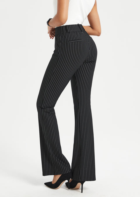 Classic Dress Pant | Bootcut (Black Ivory Stripe) - Final Sale Betabrand Classic Dress Pant | Bootcut (Black Ivory Stripe) - Final Sale Betabrand