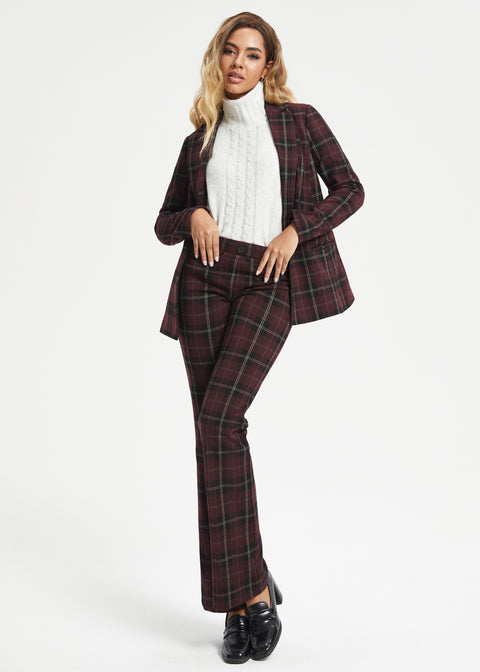 Two-Pocket DPYP™ Dress Pant Yoga Pant | Bootcut (Burgundy Plaid)