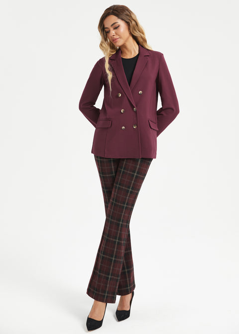 Two-Pocket DPYP™ Dress Pant Yoga Pant | Bootcut (Burgundy Plaid)