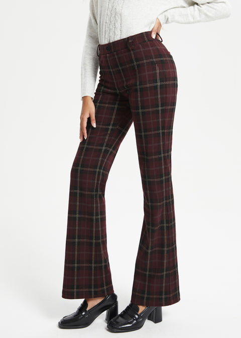 Two-Pocket DPYP™ Dress Pant Yoga Pant | Bootcut (Burgundy Plaid)