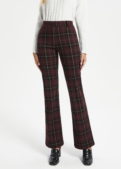 Two-Pocket DPYP™ Dress Pant Yoga Pant | Bootcut (Burgundy Plaid)