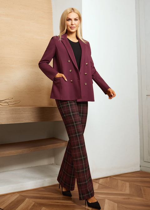 Two-Pocket Dress Pant | Bootcut (Burgundy Plaid) - Final Sale Betabrand Two-Pocket Dress Pant | Bootcut (Burgundy Plaid) - Final Sale Betabrand