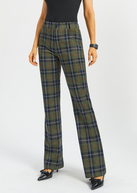Two-Pocket DPYP™ Dress Pant Yoga Pant | Bootcut (Green Plaid)