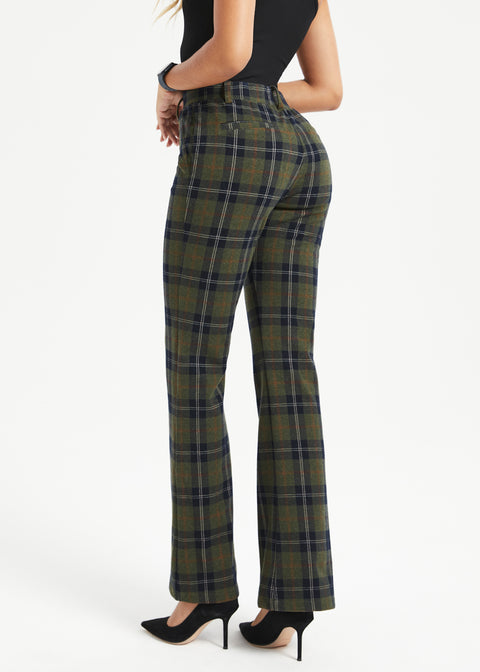 Two-Pocket DPYP™ Dress Pant Yoga Pant | Bootcut (Green Plaid)