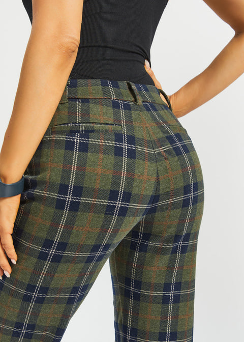 Two-Pocket Dress Pant | Bootcut (Green Plaid) - Final Sale Betabrand Two-Pocket Dress Pant | Bootcut (Green Plaid) - Final Sale Betabrand