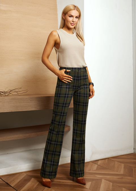Two-Pocket Dress Pant | Bootcut (Green Plaid) - Final Sale