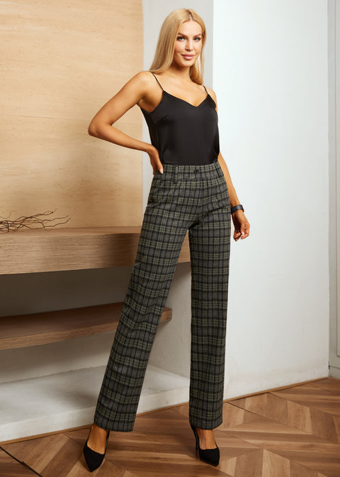 plaid dress pants women Classic Dress Pant | Straight (Charcoal Plaid)