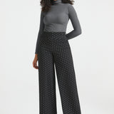 Classic High-Waist Dress Pants | Wide - Jacquard (Black Ivory Dot)
