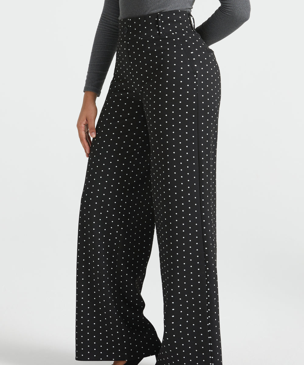 Classic High-Waist Dress Pants | Wide - Jacquard (Black Ivory Dot)