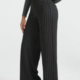 Classic High-Waist Dress Pants | Wide - Jacquard (Black Ivory Dot)