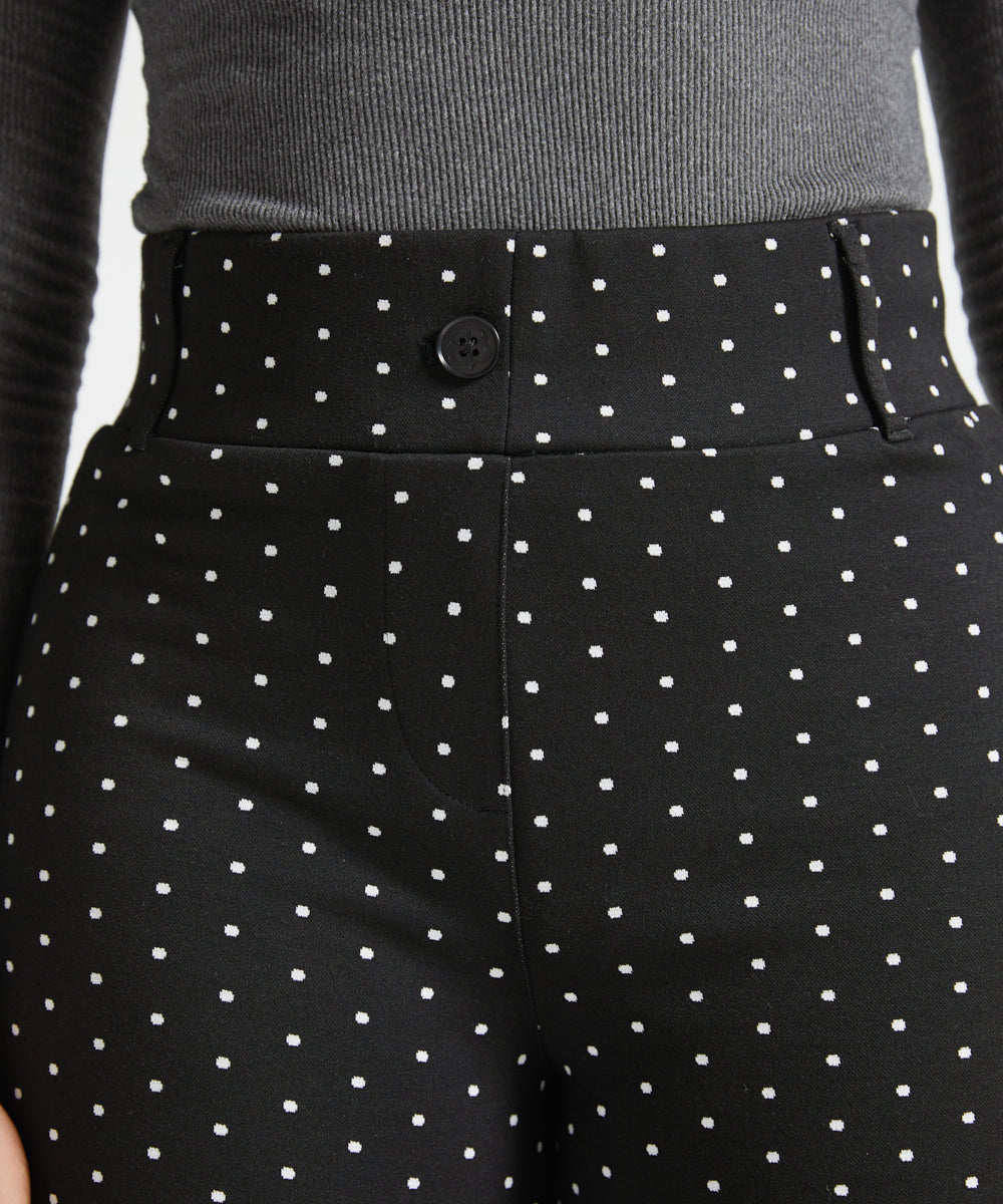 Classic High-Waist Dress Pants | Wide - Jacquard (Black Ivory Dot)