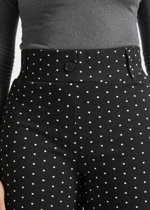 Classic High-Waist Dress Pants | Wide - Jacquard (Black Ivory Dot)