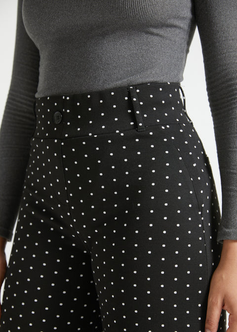 Classic High-Waist Dress Pants | Wide - Jacquard (Black Ivory Dot)