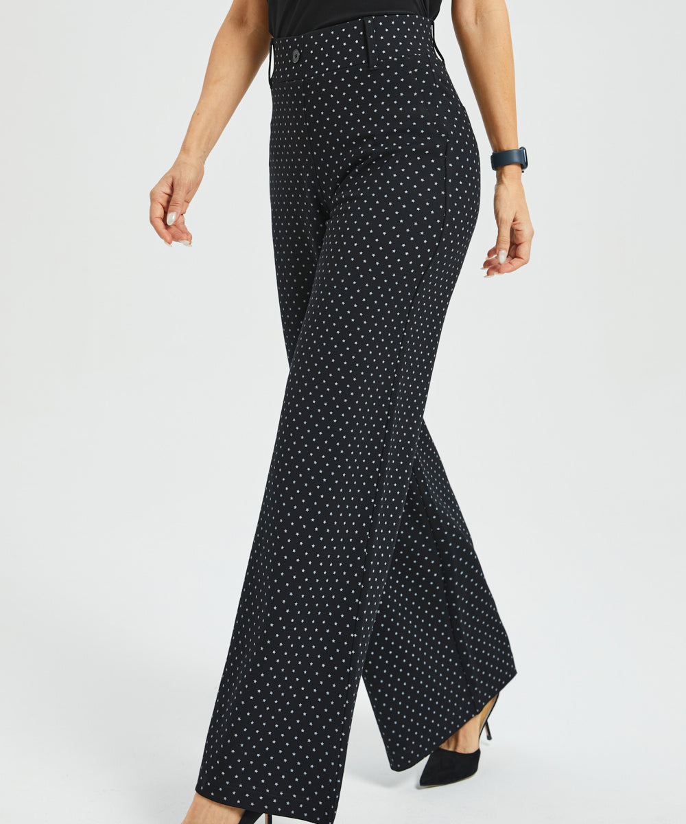Classic High-Waist DPYP™ Dress Pant Yoga Pants | Wide (Black White Star)