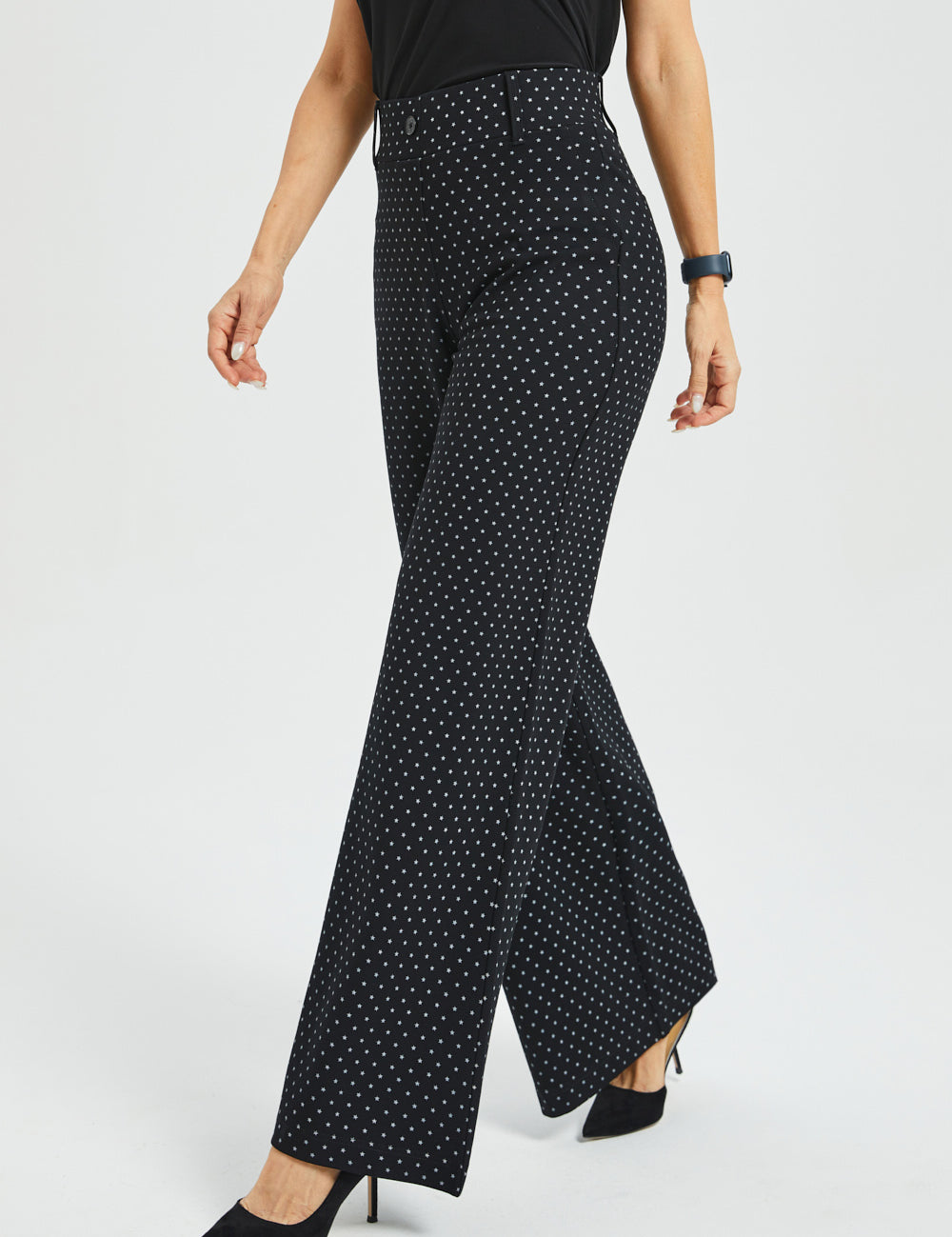Classic High-Waist DPYP™ Dress Pant Yoga Pants | Wide (Black White Star)