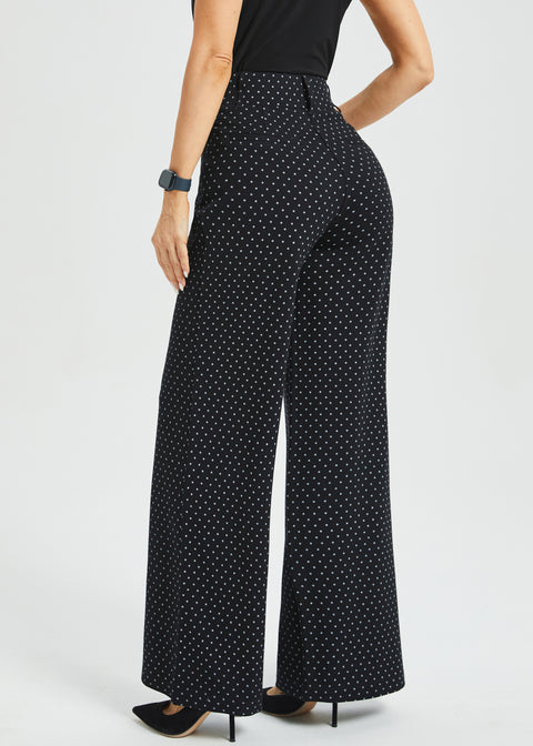 Classic High-Waist DPYP™ Dress Pant Yoga Pants | Wide (Black White Star)