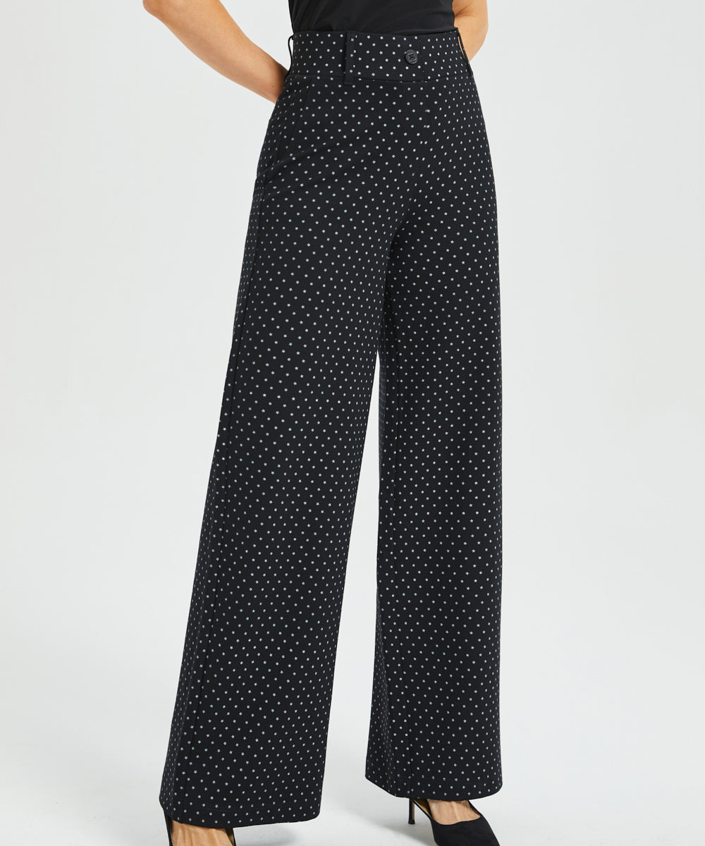 Classic High-Waist DPYP™ Dress Pant Yoga Pants | Wide (Black White Star)