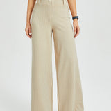 Classic High-Waist DPYP™ Dress Pant Yoga Pants | Wide (Ivory Black Pinstripe)