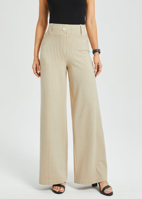 Classic High-Waist DPYP Dress Pant Yoga Pants | Wide (Ivory Black Pinstripe) | S / Petite (30 Inches) Classic High-Waist DPYP Dress Pant Yoga Pants | Wide (Ivory Black Pinstripe) | S / Petite (30 Inches)