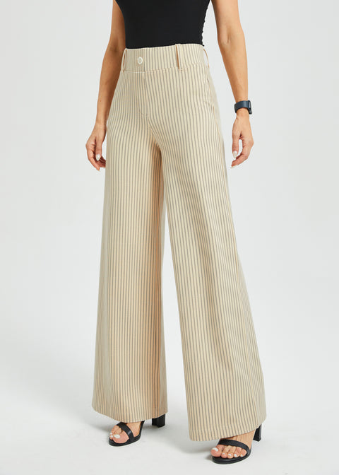 PRESALE ⏰ Classic High-Waist DPYP™ Dress Pant Yoga Pants | Wide (Ivory Black Pinstripe)