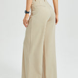Classic High-Waist DPYP™ Dress Pant Yoga Pants | Wide (Ivory Black Pinstripe)